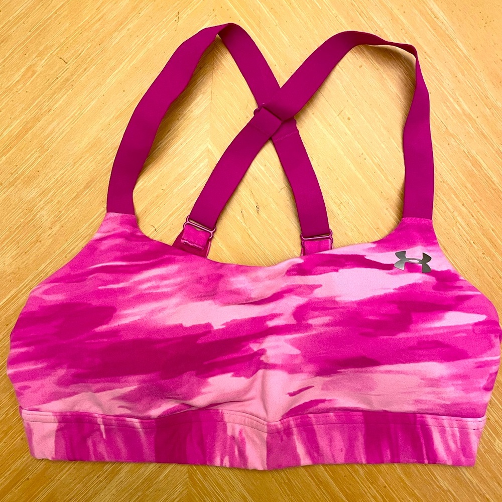 Under Armour pink camo padded sports bra.